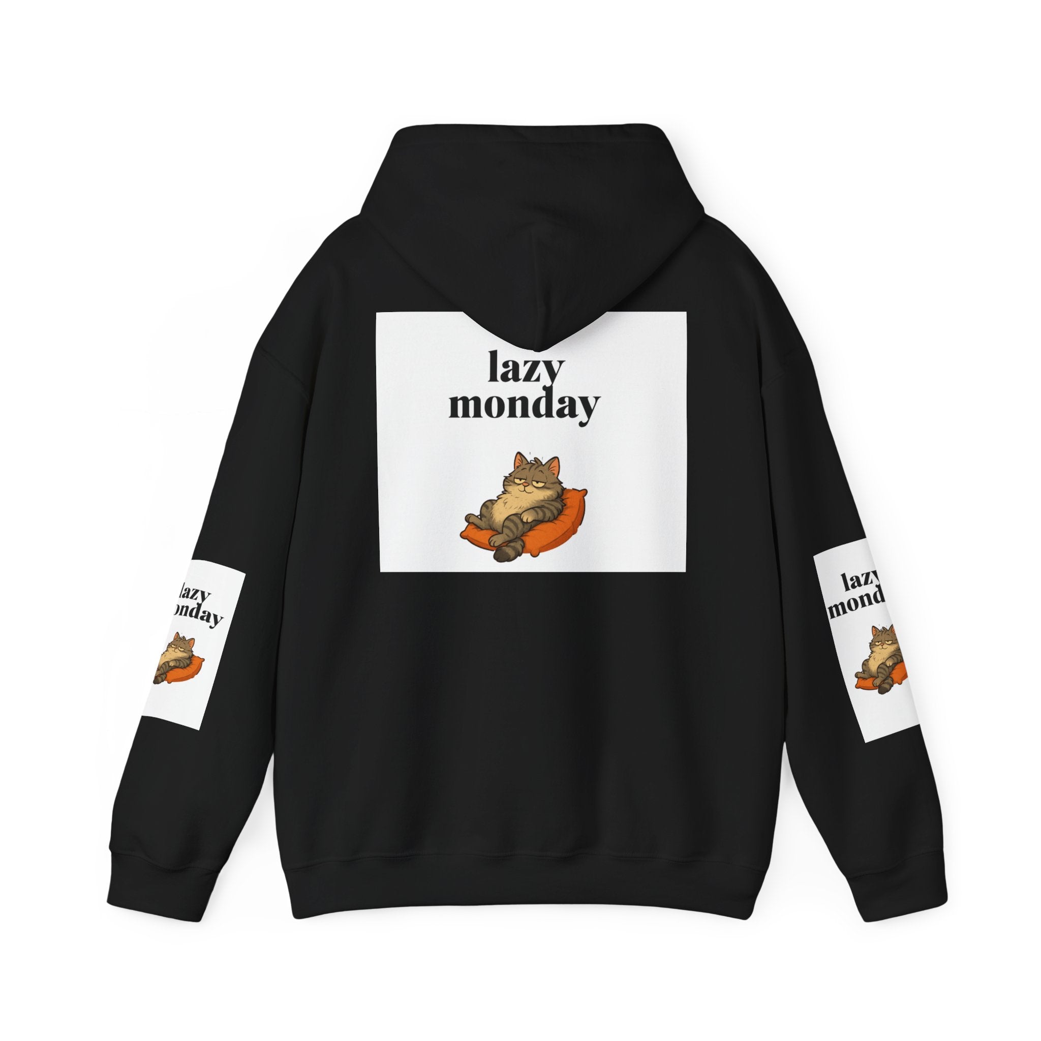 Lazy Monday Cat Hoodie, Cozy Unisex Sweatshirt, Relaxed Weekend Wear, Cute Animal Sweatshirt, Perfect Gift for Cat Lovers