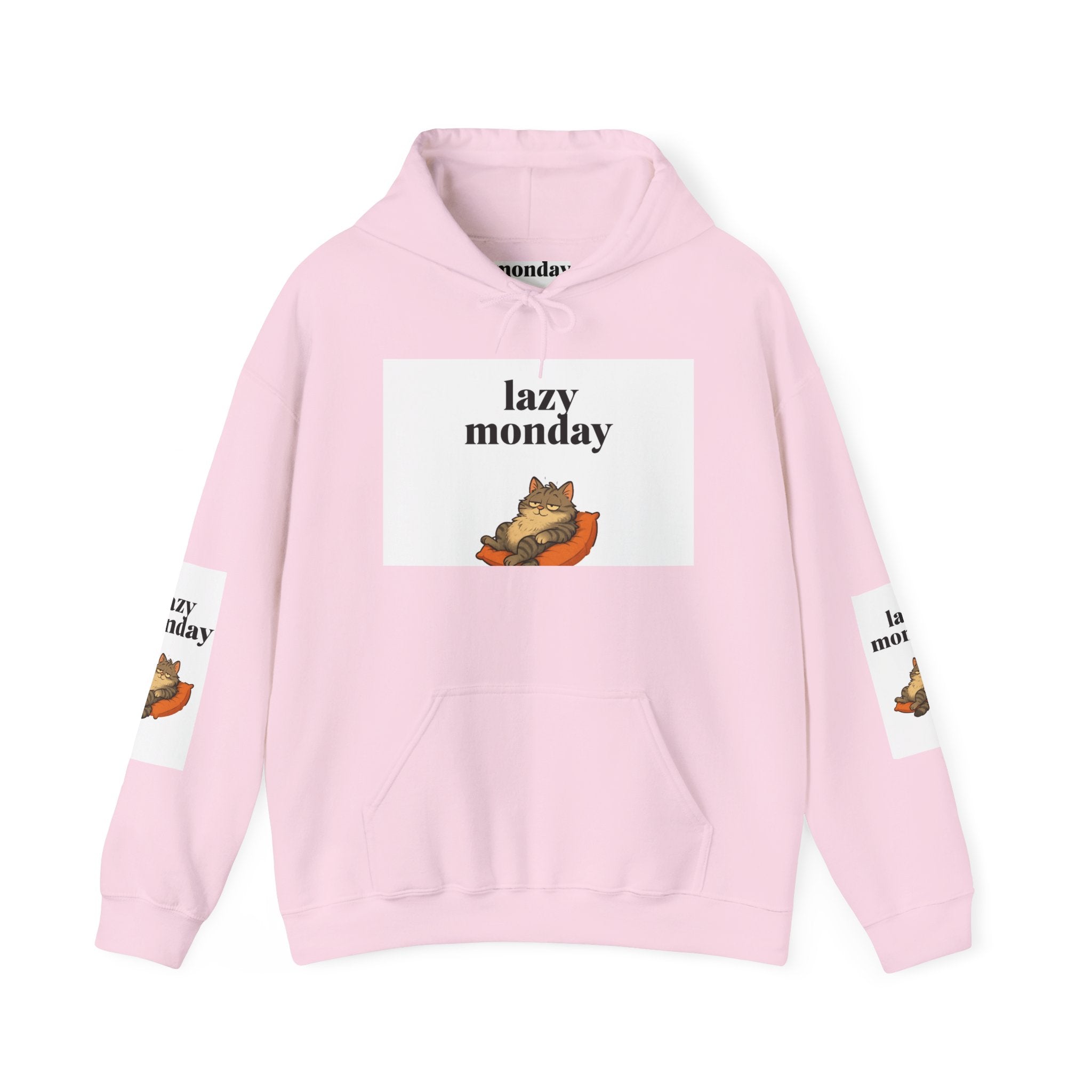 Lazy Monday Cat Hoodie, Cozy Unisex Sweatshirt, Relaxed Weekend Wear, Cute Animal Sweatshirt, Perfect Gift for Cat Lovers