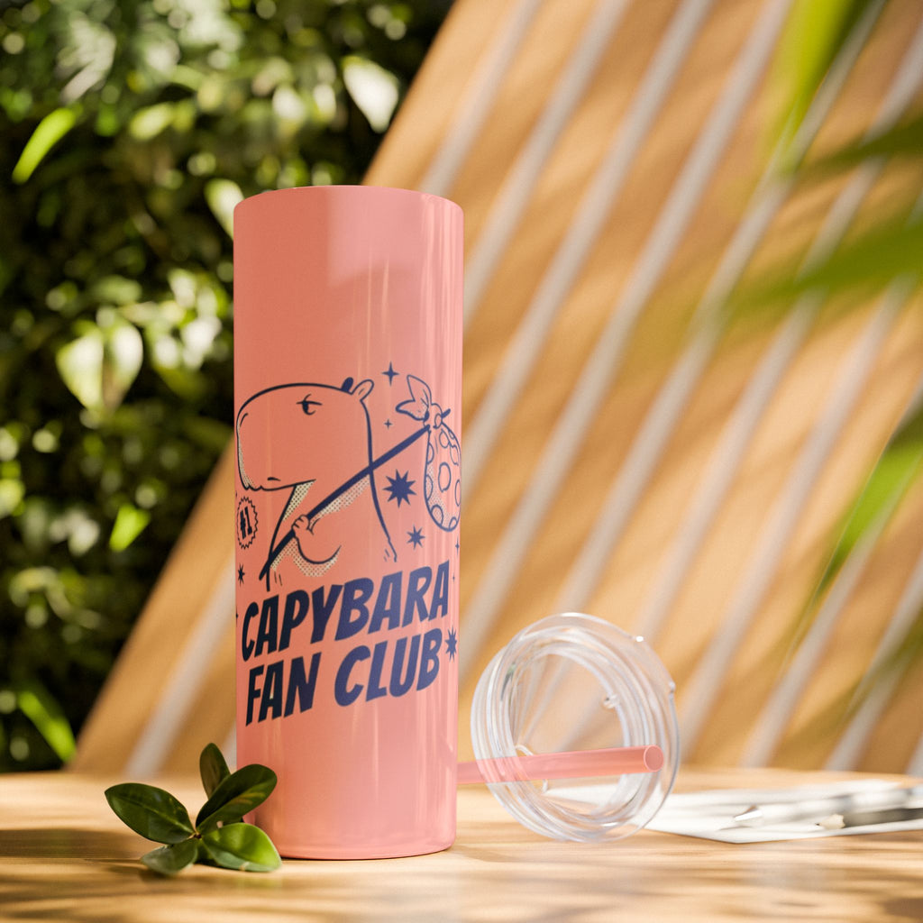 Capybara Fan Club Skinny Tumbler, Cute Travel Mug for Animal Lovers, Gifts for Nature Enthusiasts, Reusable Straws, Party Favors, [...]