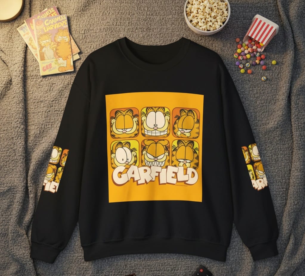 Garfield Graphic Sweatshirt - Retro Cartoon Crewneck, Cozy Gift for Fans, Casual Fall Style, Best for Birthdays, Holidays