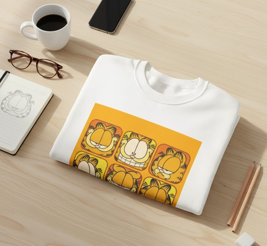 Garfield Graphic Sweatshirt - Retro Cartoon Crewneck, Cozy Gift for Fans, Casual Fall Style, Best for Birthdays, Holidays