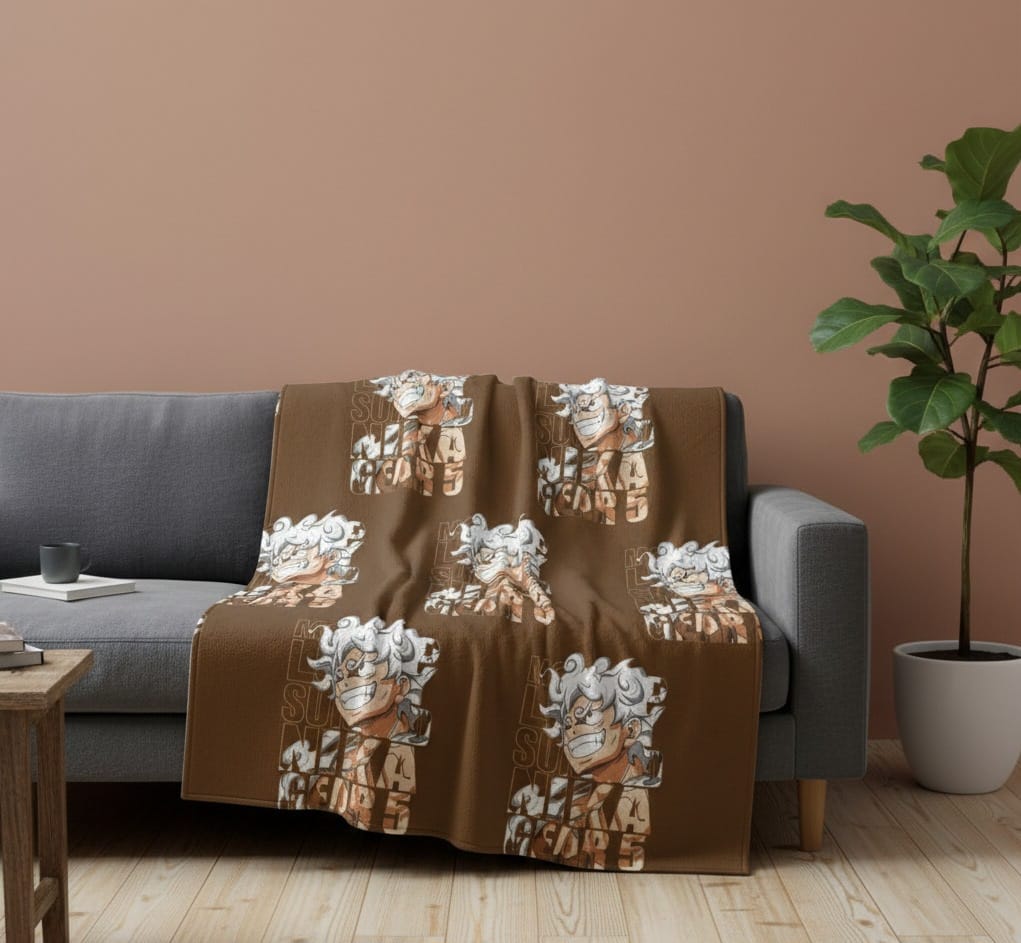 Sleek Velveteen Plush Blanket with Bold Character Design