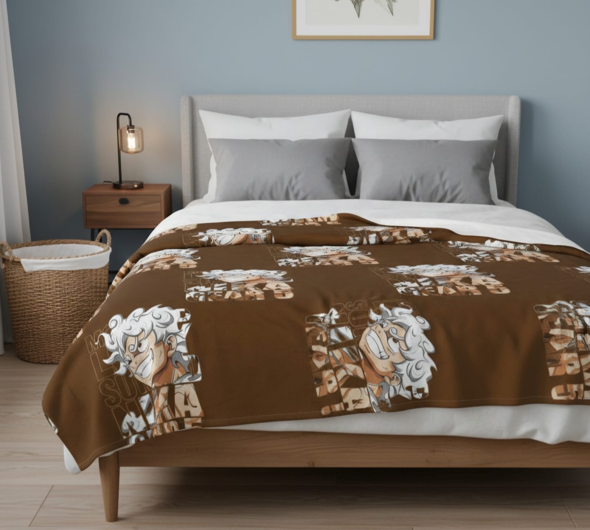 Sleek Velveteen Plush Blanket with Bold Character Design