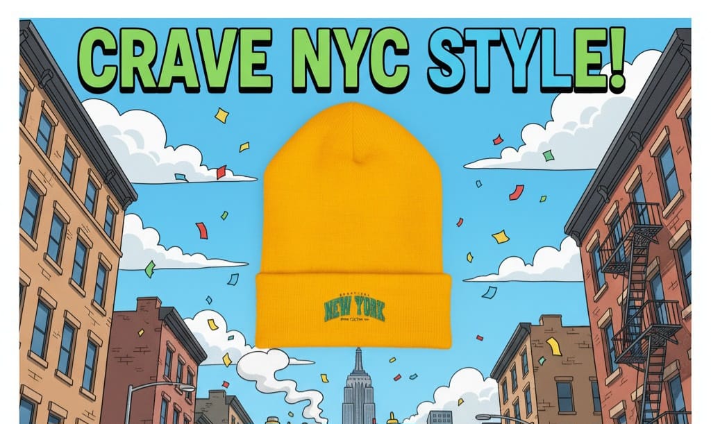 NYC Embroidered Classic Cuffed Beanie - Cozy Winter Hat