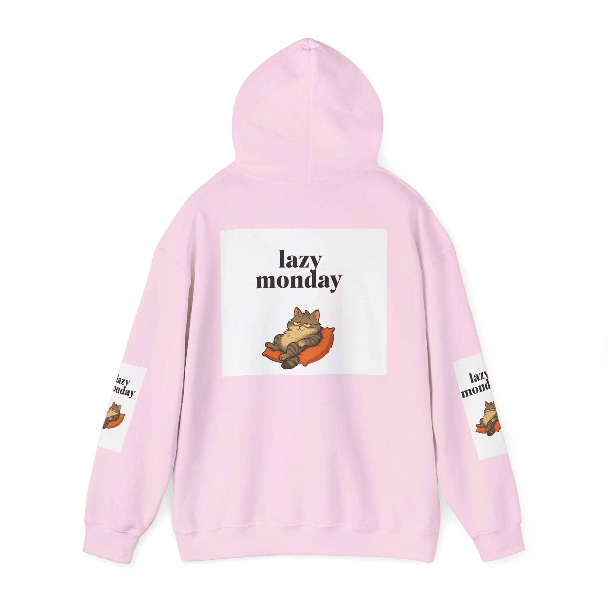 Lazy Monday Cat Hoodie, Cozy Unisex Sweatshirt, Relaxed Weekend Wear, Cute Animal Sweatshirt, Perfect Gift for Cat Lovers