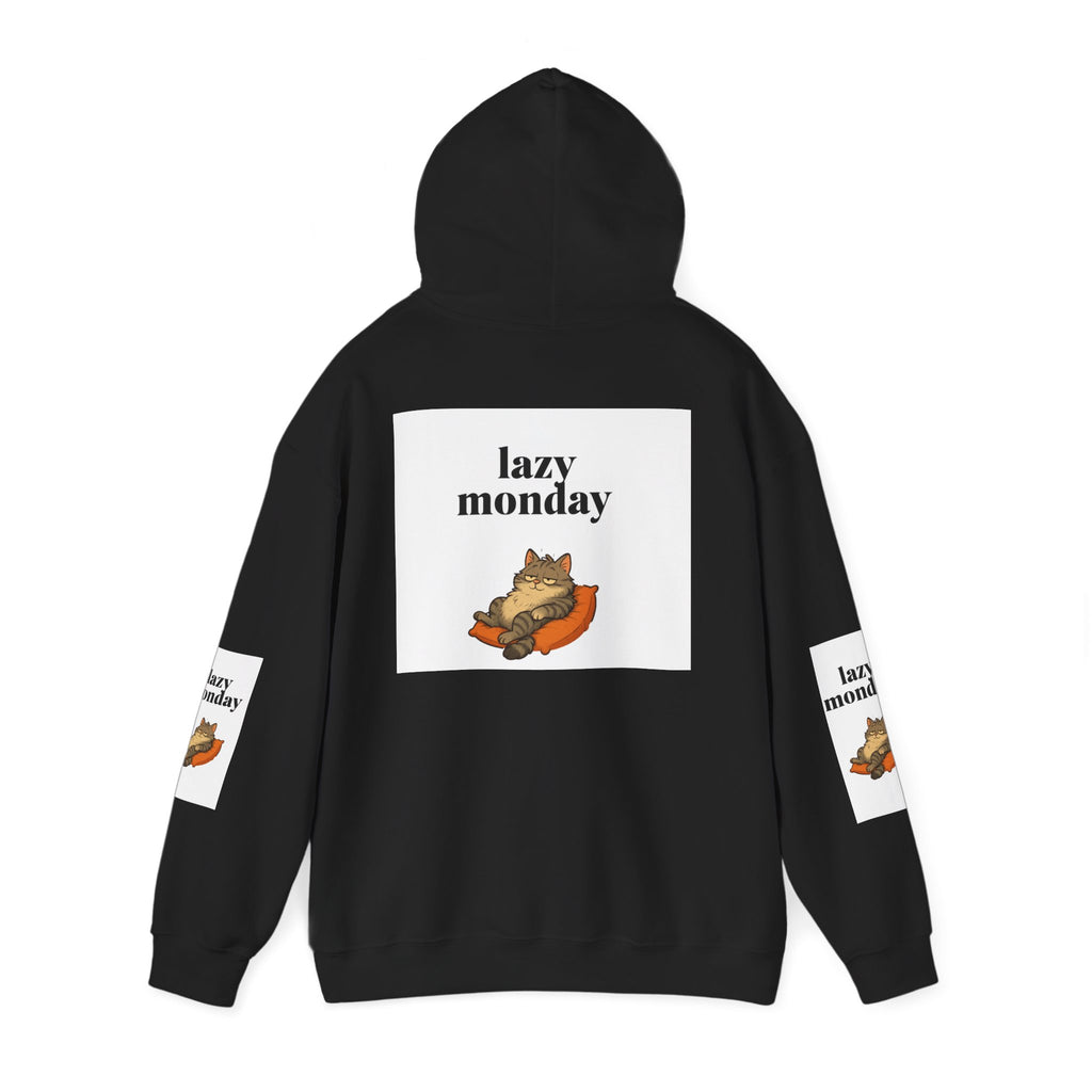 Lazy Monday Cat Hoodie, Cozy Unisex Sweatshirt, Relaxed Weekend Wear, Cute Animal Sweatshirt, Perfect Gift for Cat Lovers