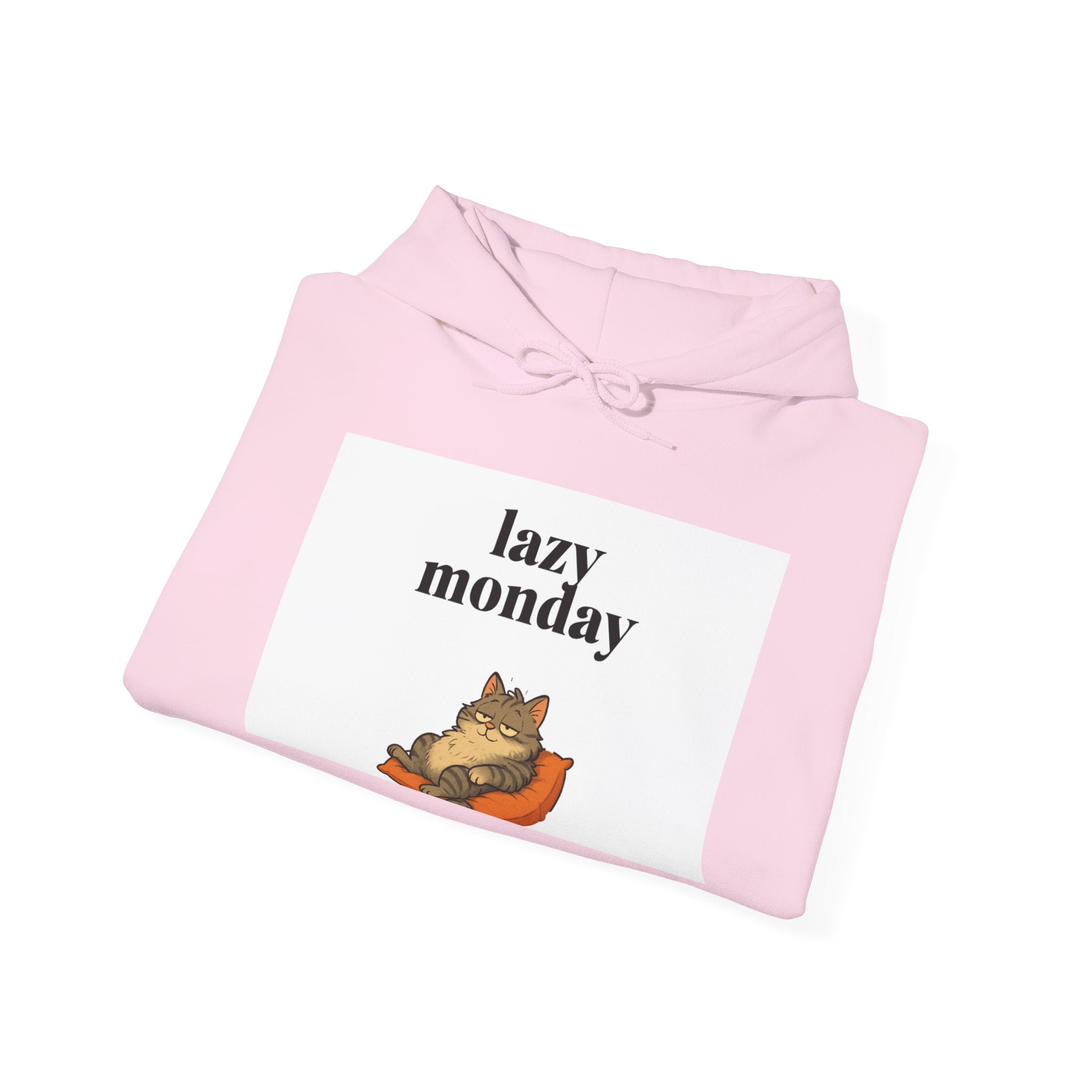 Lazy Monday Cat Hoodie, Cozy Unisex Sweatshirt, Relaxed Weekend Wear, Cute Animal Sweatshirt, Perfect Gift for Cat Lovers