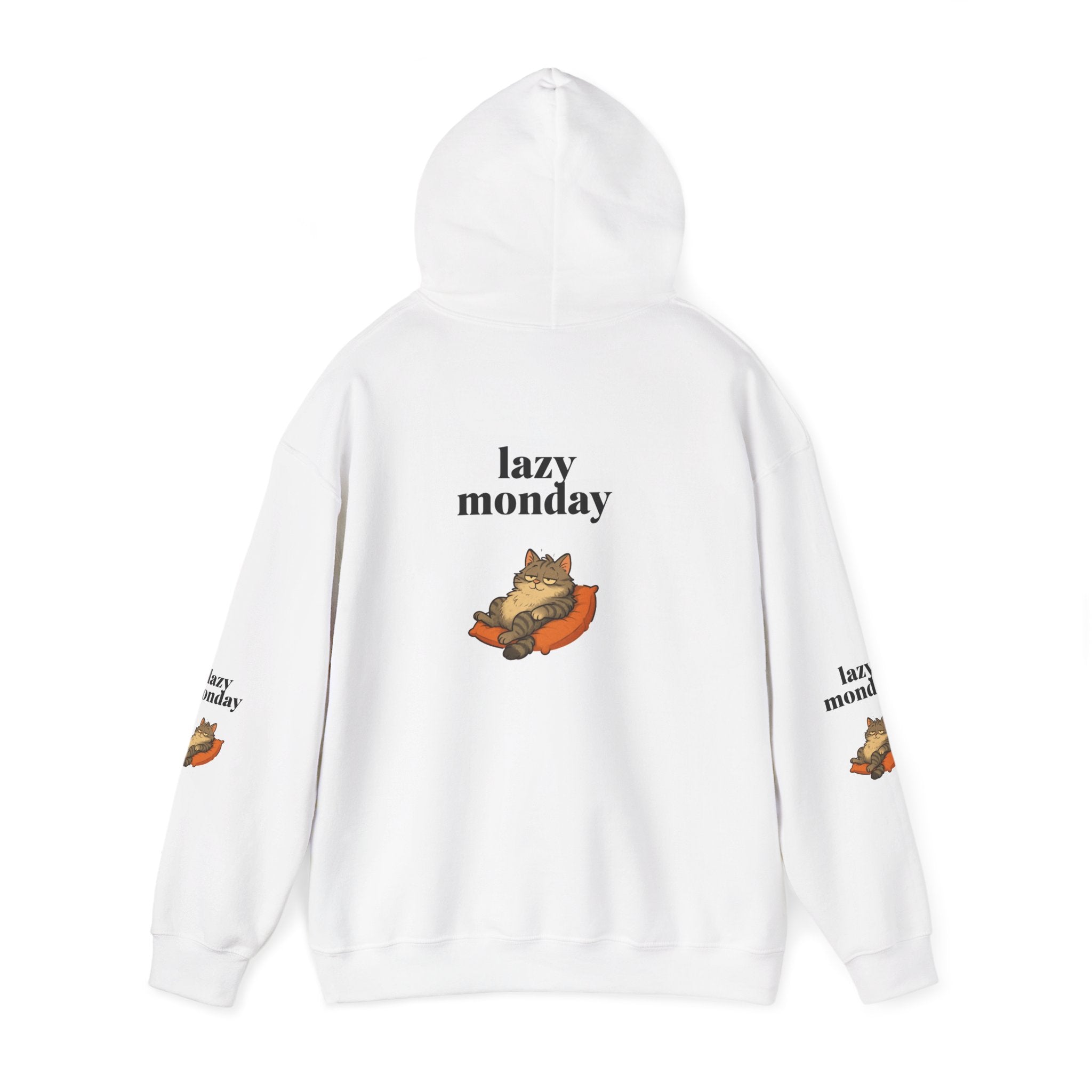 Lazy Monday Cat Hoodie, Cozy Unisex Sweatshirt, Relaxed Weekend Wear, Cute Animal Sweatshirt, Perfect Gift for Cat Lovers