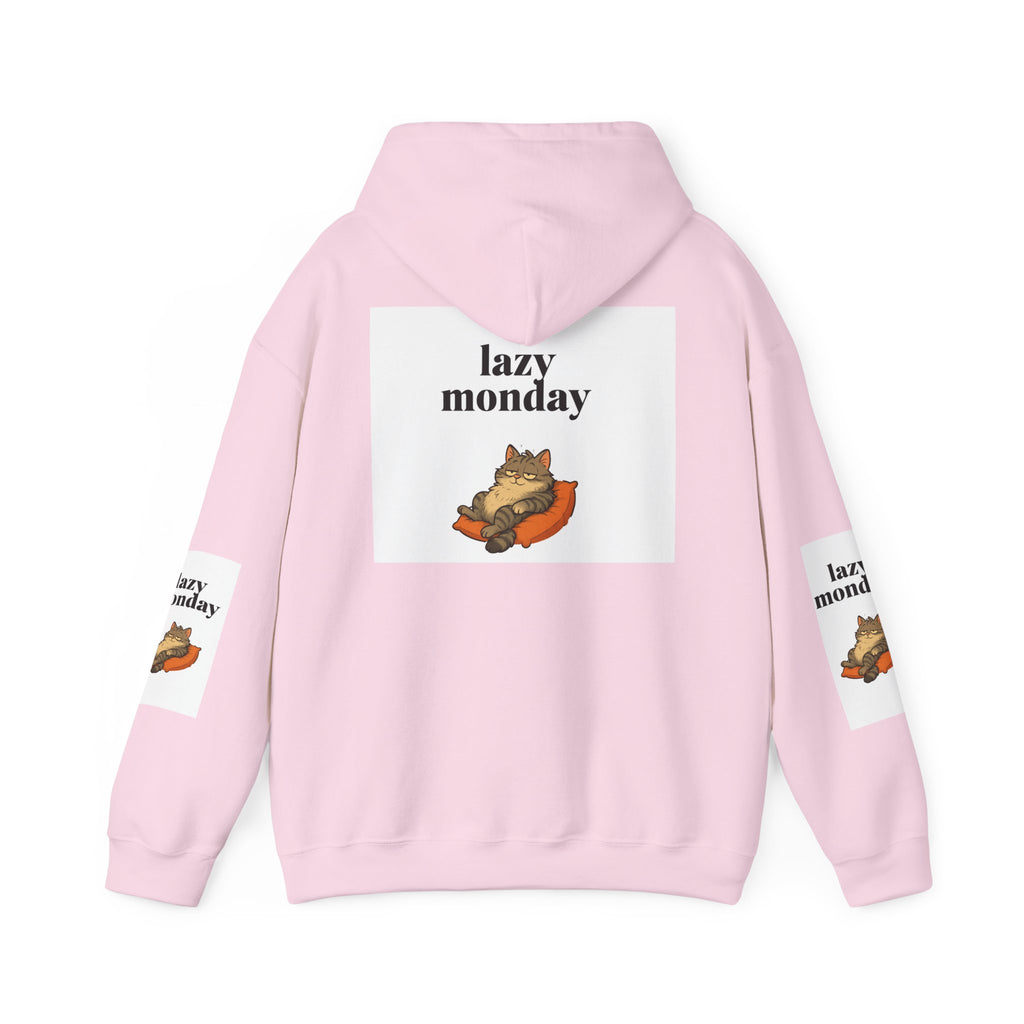 Lazy Monday Cat Hoodie, Cozy Unisex Sweatshirt, Relaxed Weekend Wear, Cute Animal Sweatshirt, Perfect Gift for Cat Lovers