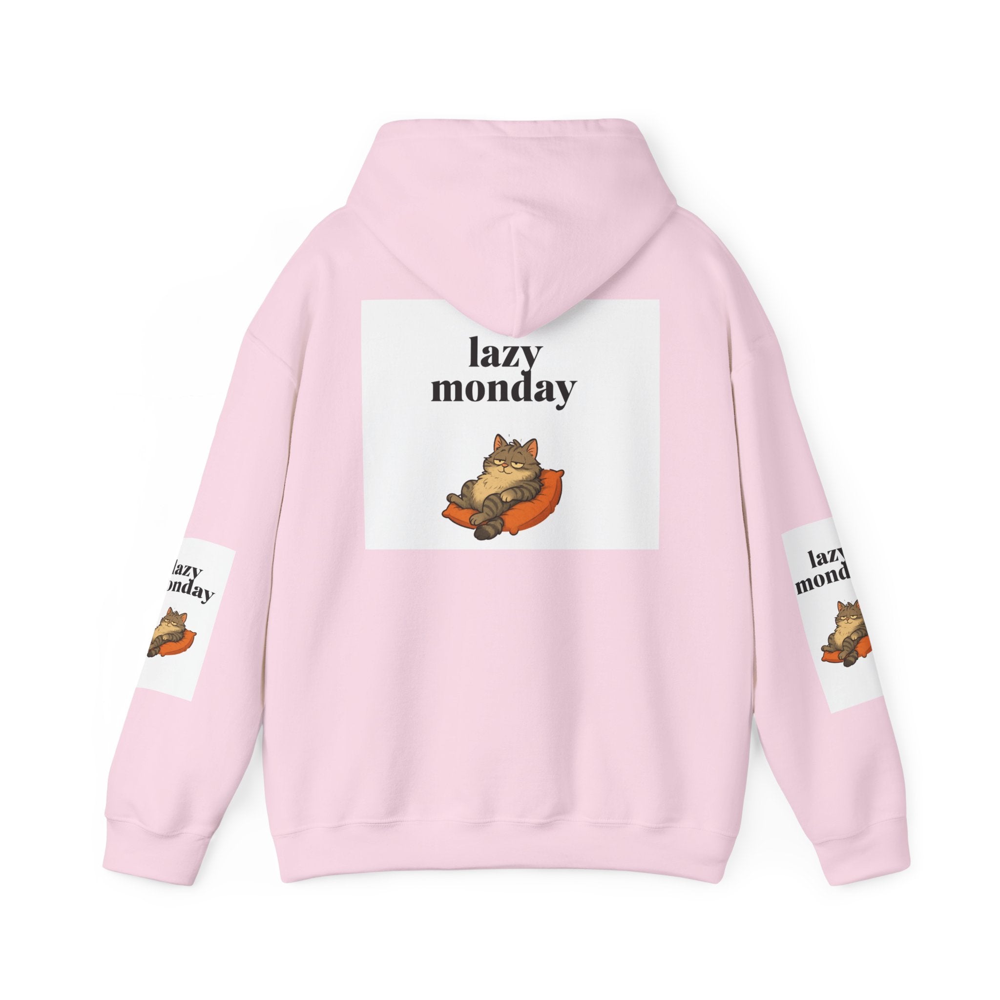 Lazy Monday Cat Hoodie, Cozy Unisex Sweatshirt, Relaxed Weekend Wear, Cute Animal Sweatshirt, Perfect Gift for Cat Lovers