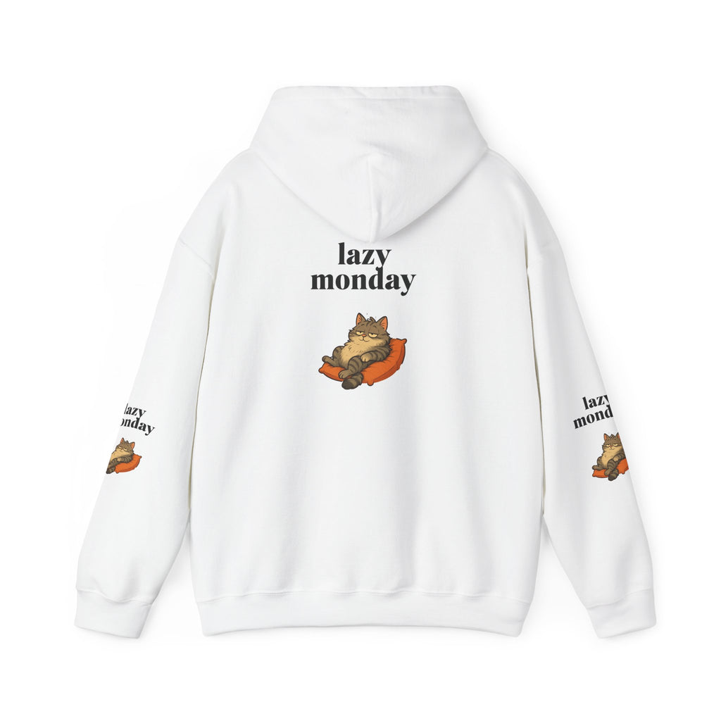 Lazy Monday Cat Hoodie, Cozy Unisex Sweatshirt, Relaxed Weekend Wear, Cute Animal Sweatshirt, Perfect Gift for Cat Lovers