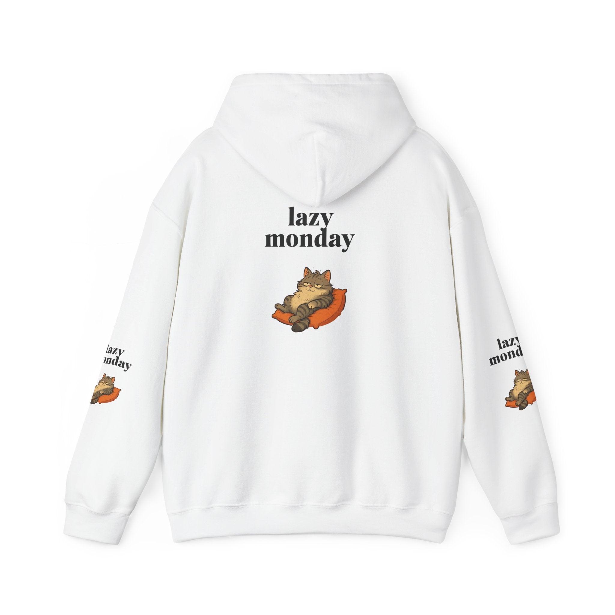 Lazy Monday Cat Hoodie, Cozy Unisex Sweatshirt, Relaxed Weekend Wear, Cute Animal Sweatshirt, Perfect Gift for Cat Lovers